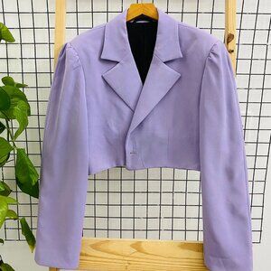 Lavender Purple Puff Shoulder Cropped Blazer Jacket 💜